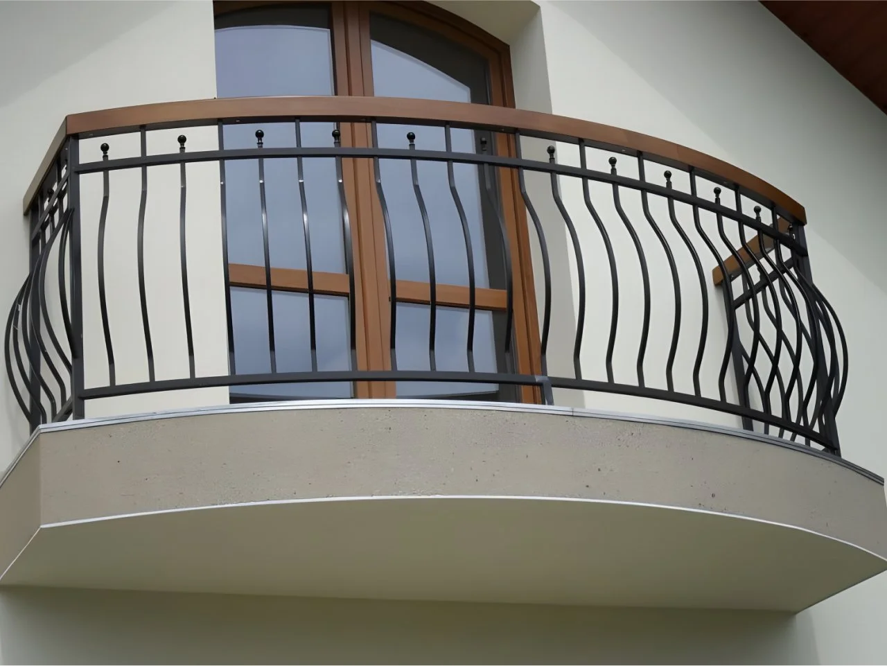 Balustrada Balkonowa z Drewnianym Pochwytem