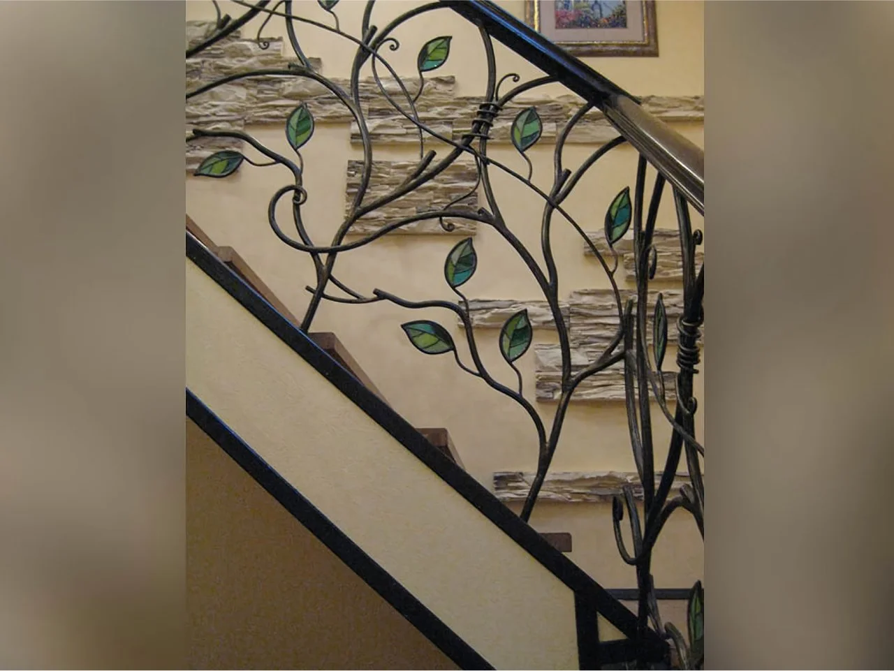 Balustrada Schodowa - Liście z Zielonego Szkła