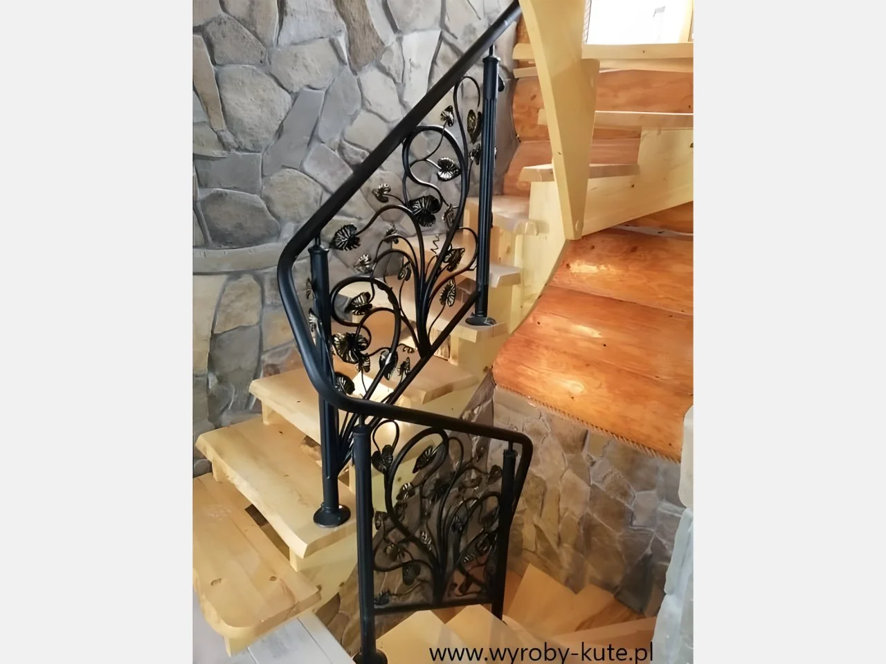 Balustrada wewnętrzna - Liście (Patyna) i drewno