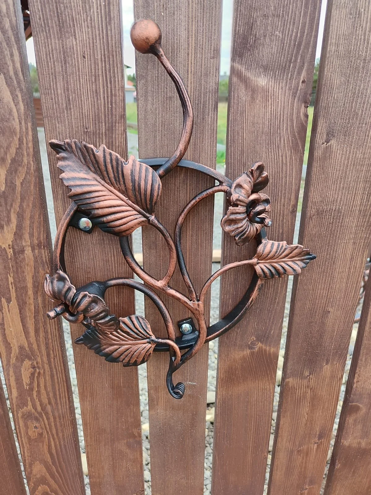 Brama kuta dwuskrzydłowa 'Róża' - miedziana patyna