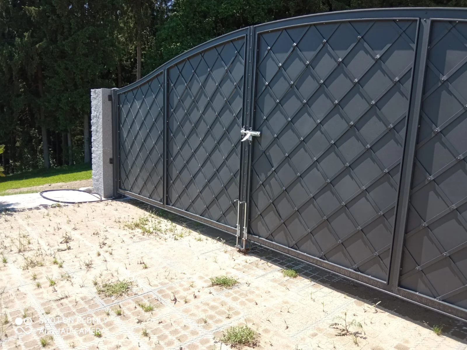 Brama Pełna Przesuwna - Szara Kratownica