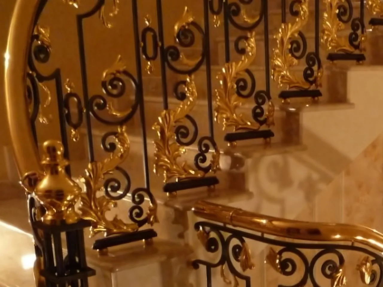 Detal Balustrady Czarno-Złotej