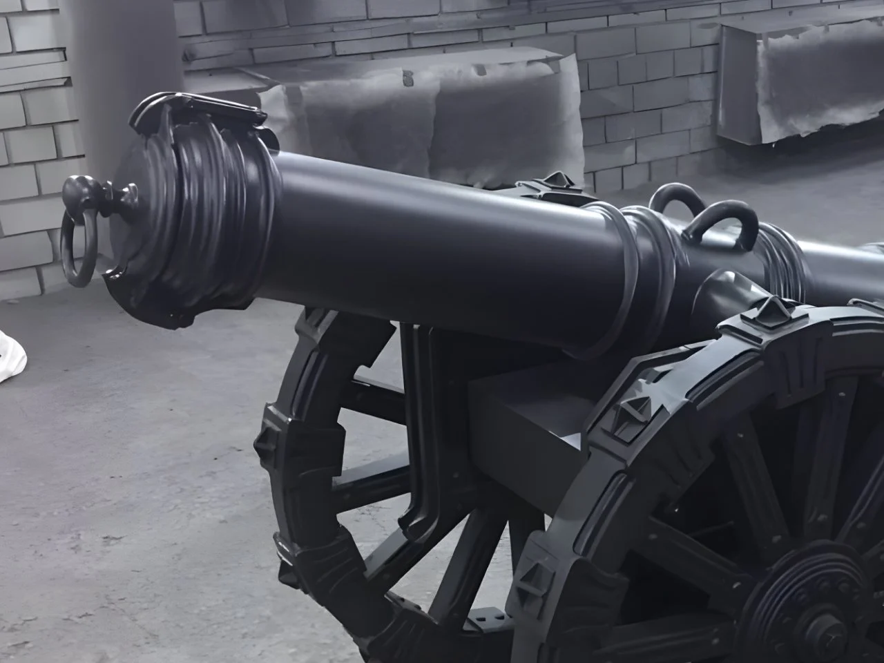 Detal lufy armaty - Stalowe okucia