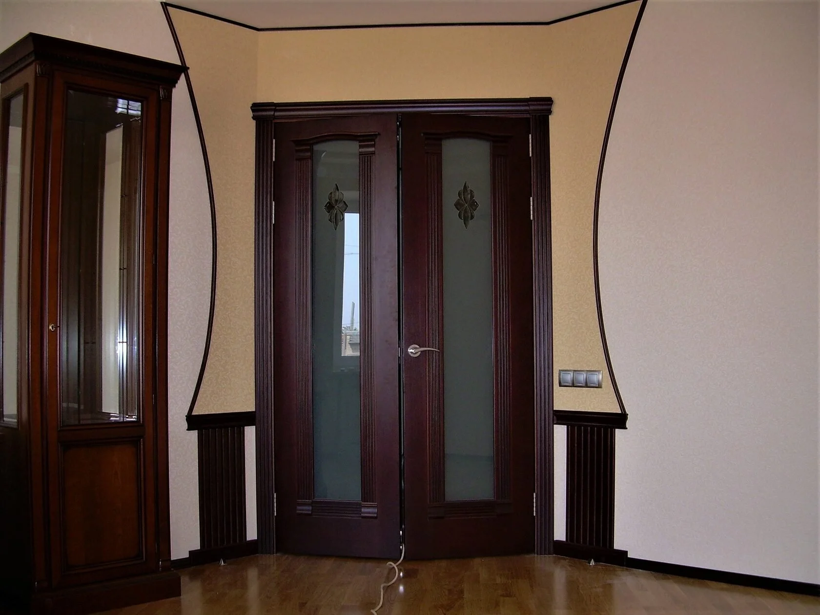 Drzwi Dwuskrzydłowe Ciemne - Szkło Piaskowane