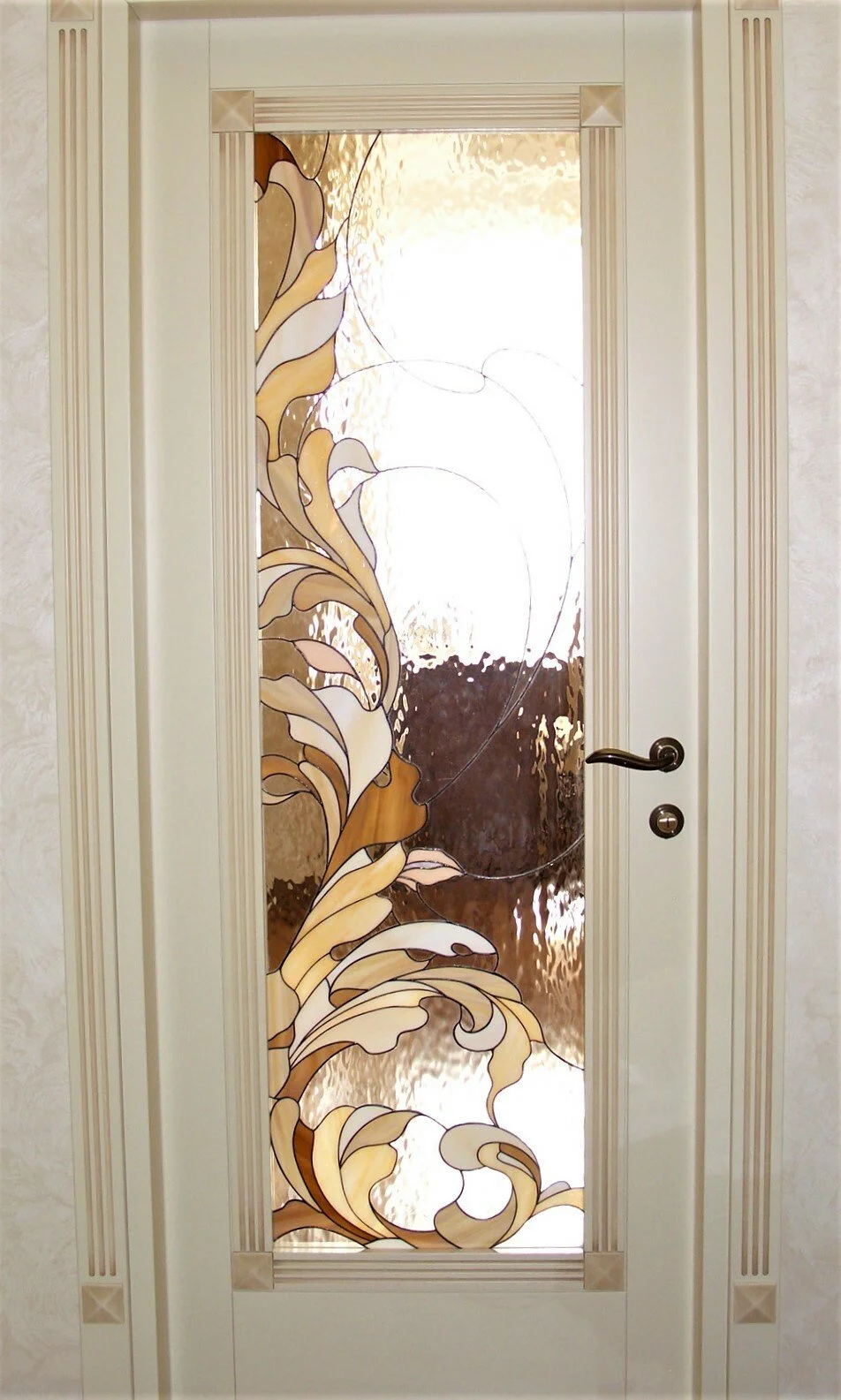 Drzwi Wewnętrzne z Witrażem - Roślinna Secesja