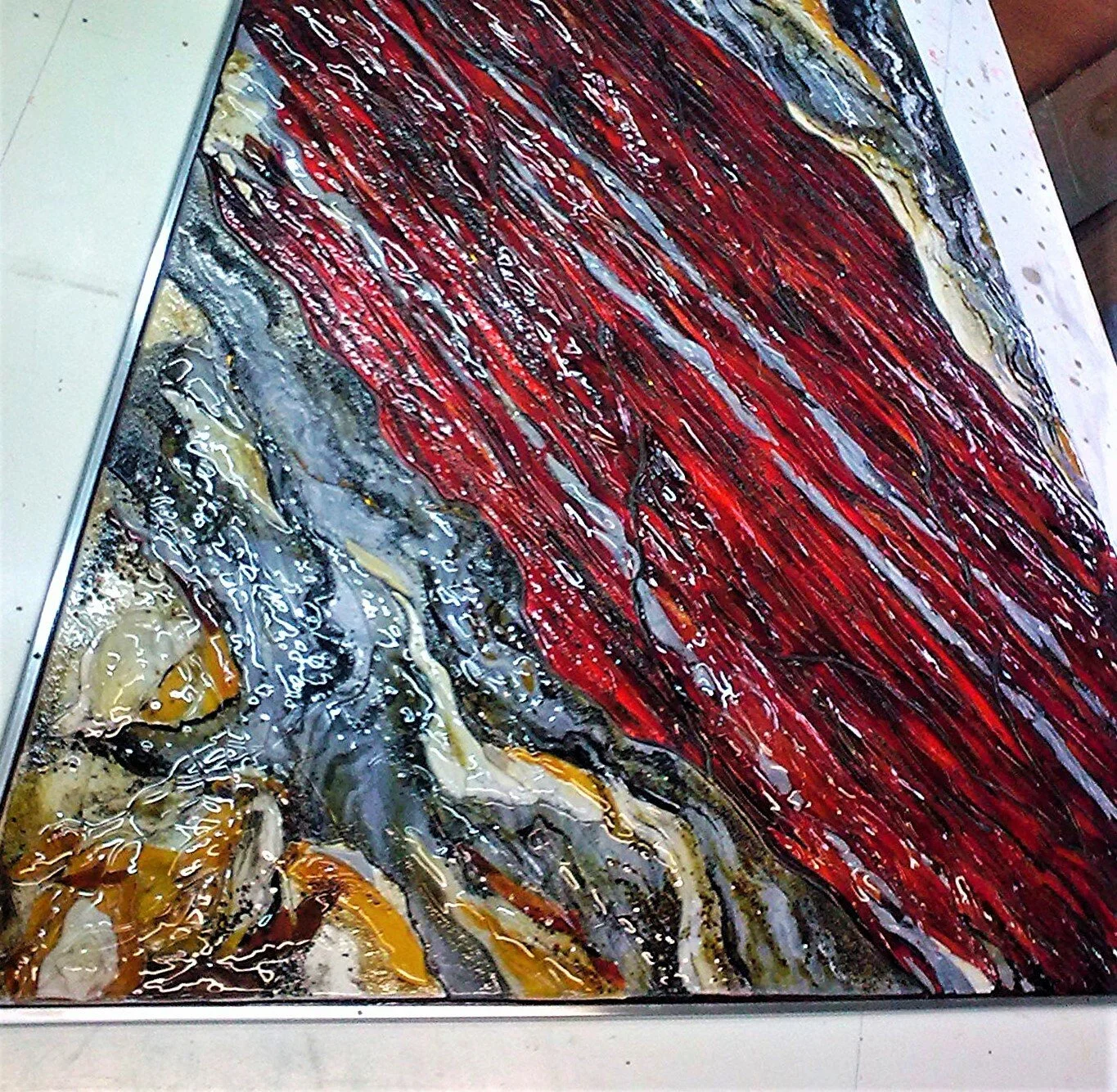 Panel Fusingowy - Czerwona i Szara Abstrakcja