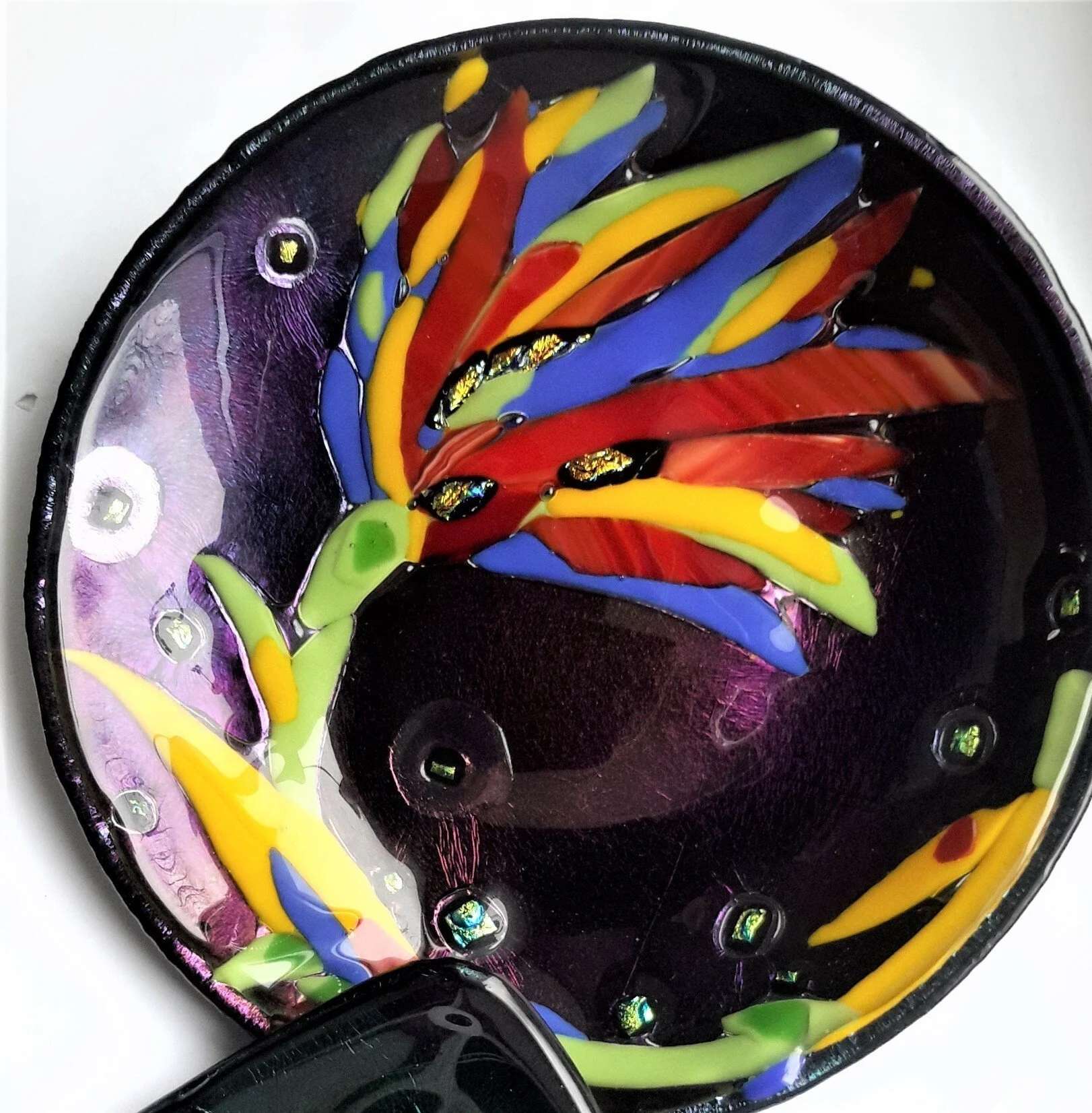 Talerz Fusingowy - Kolorowy Ptak/Abstrakcja