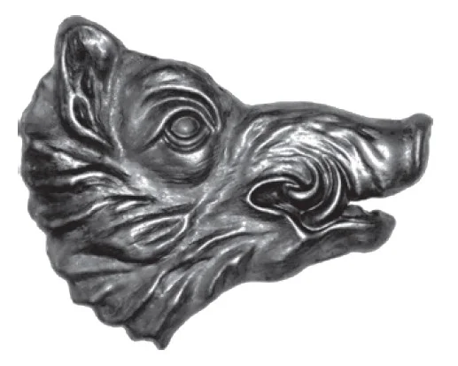 Głowa dzika kuta - płaskorzeźba