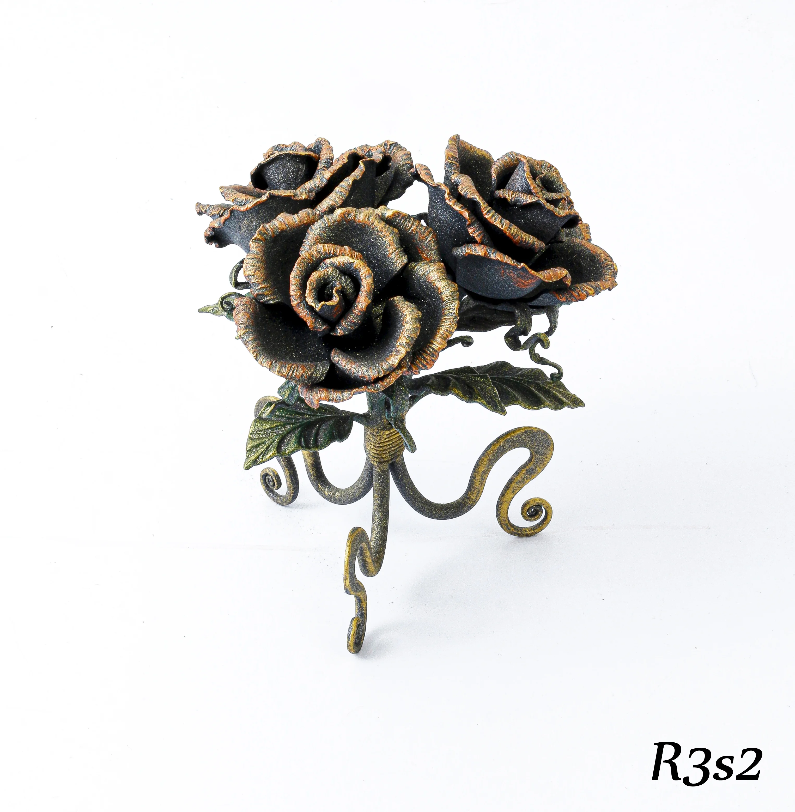 Kuty Świecznik Bukiet Róż - Wykończenie Grafitowo-Złote