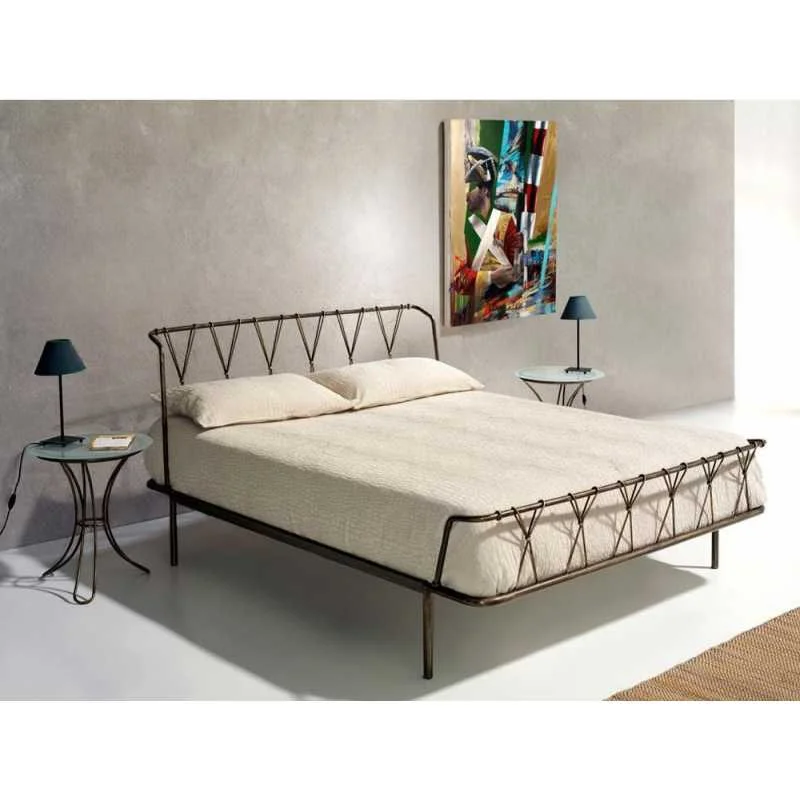 Łóżko Metalowe Industrialne - Wzór Geometryczny