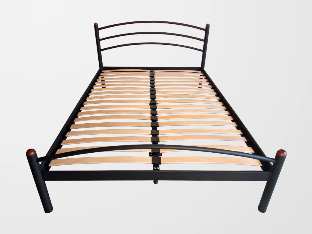 Łóżko Metalowe Łukowe - Stelaż Drewniany (Tył)