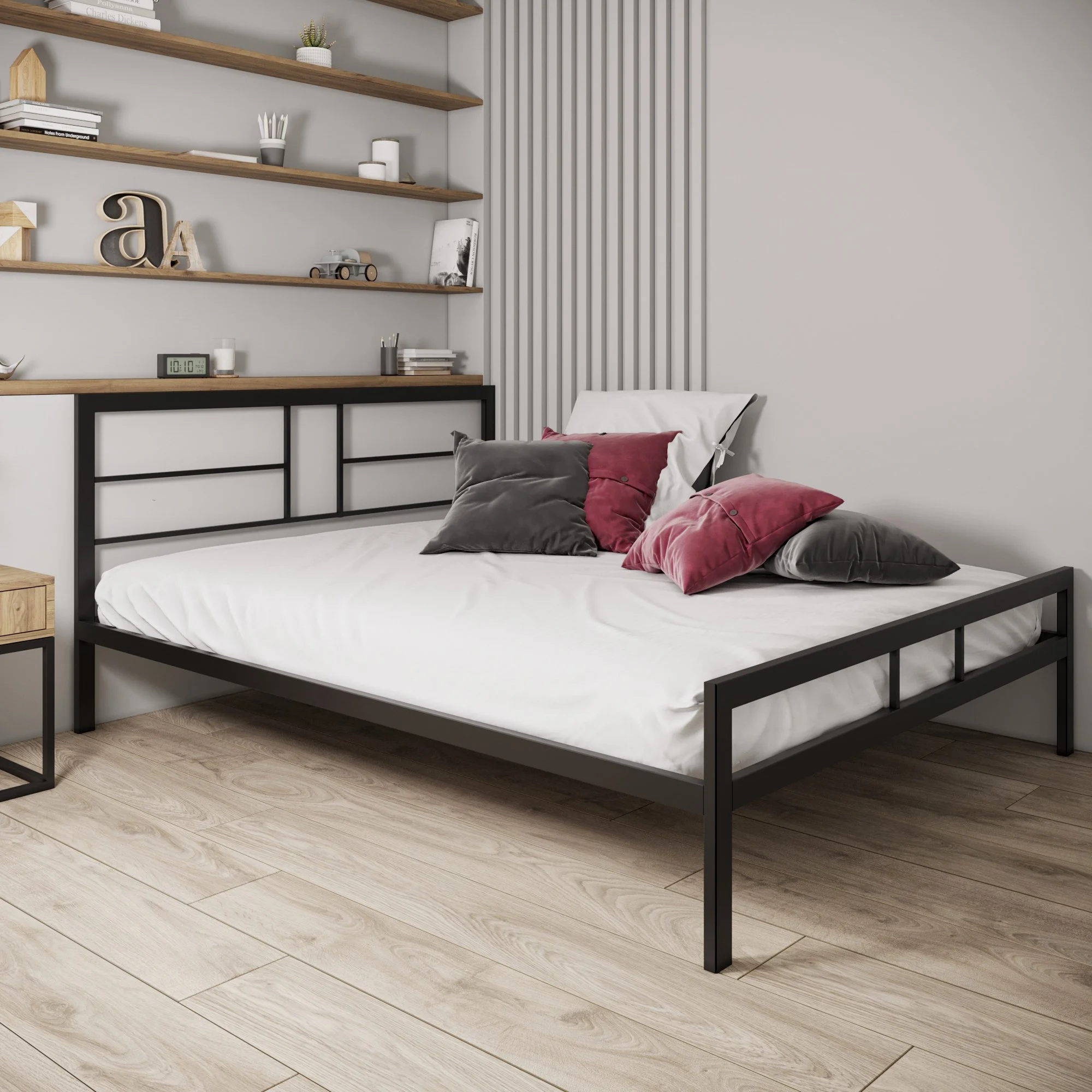 Łóżko Metalowe - Aranżacja Sypialni (Wariant 6)