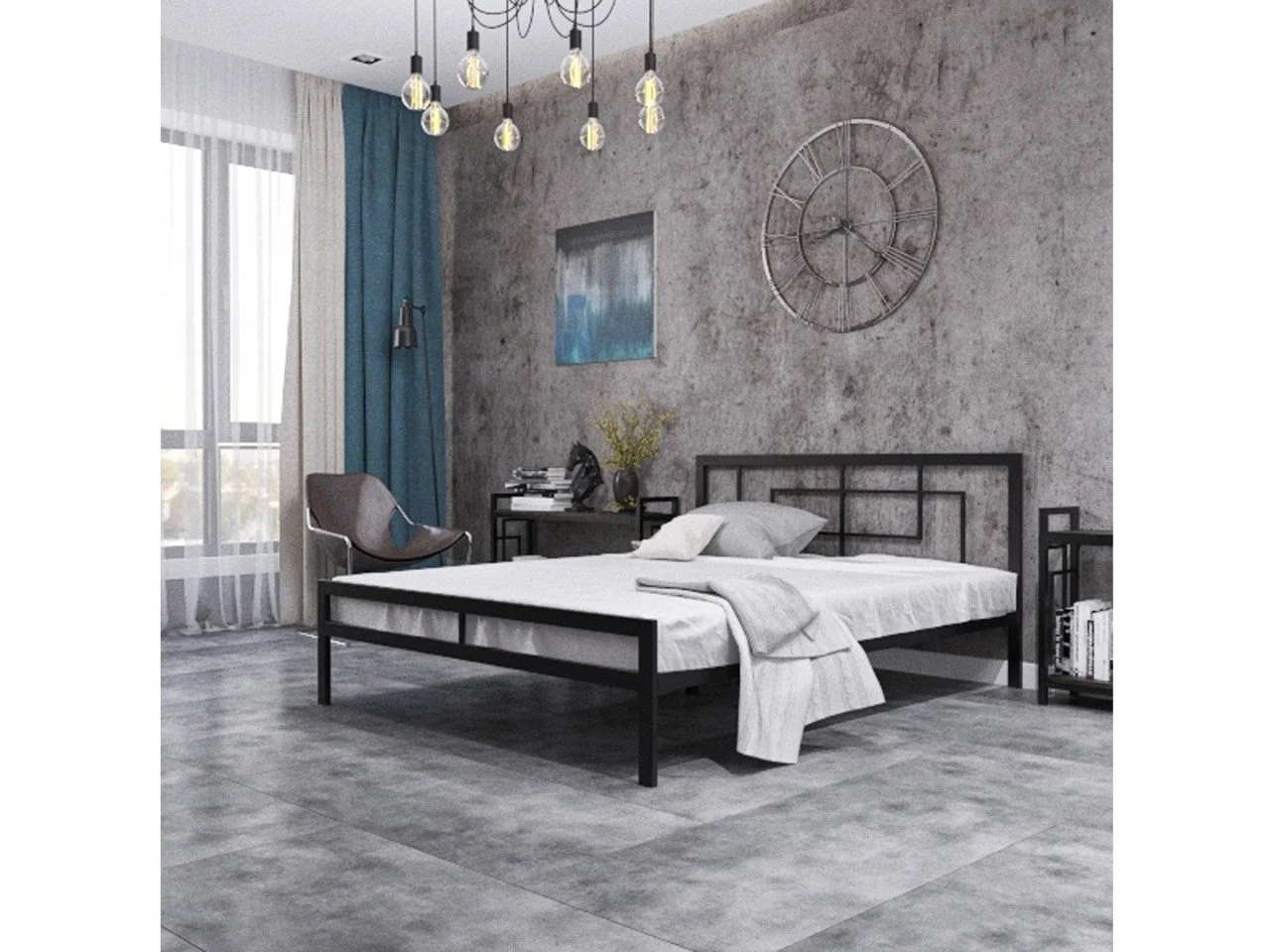 Łóżko Metalowe - Loft (Aranżacja)