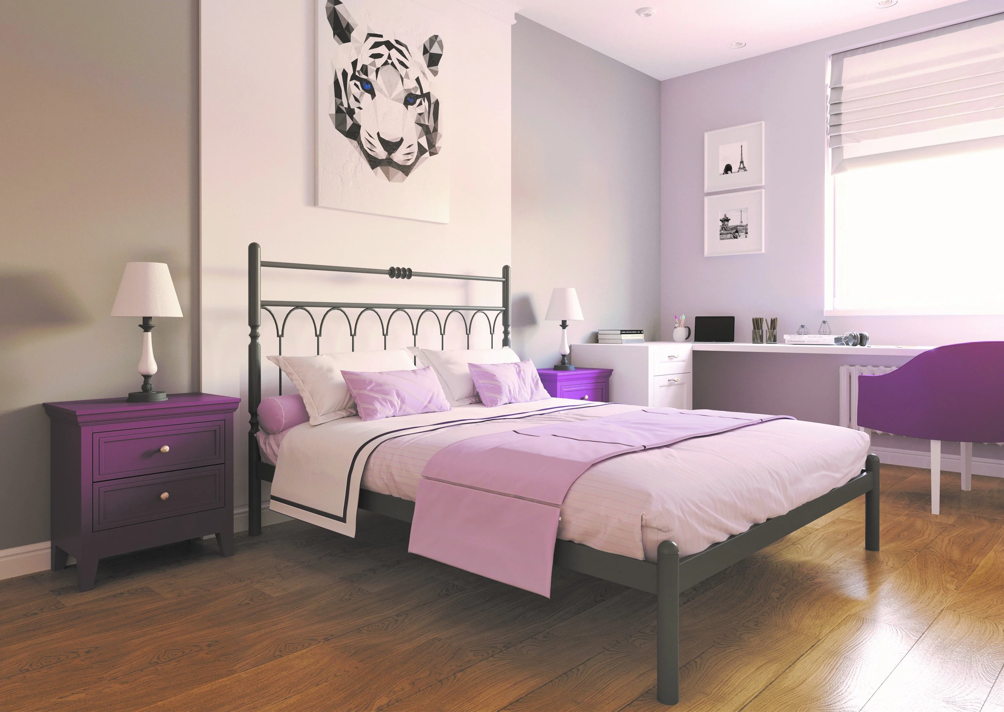 Łóżko Metalowe Retro - Aranżacja (Wariant 3)