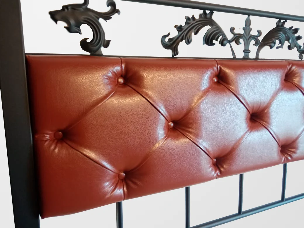 Łóżko Metalowe Tapicerowane - Detal Wezgłowia