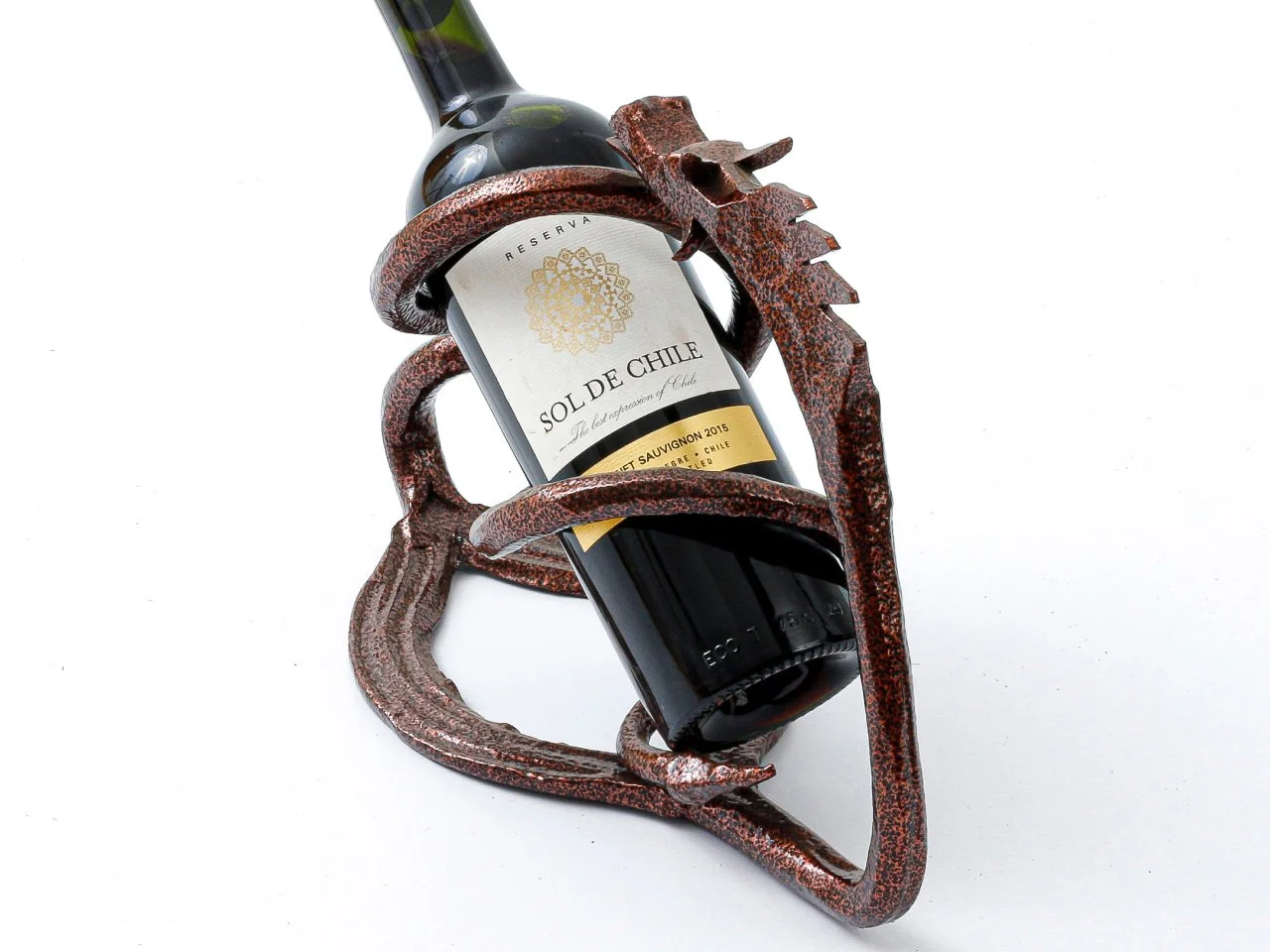 Metalowa Rzeźba Smoka - Uchwyt na Wino