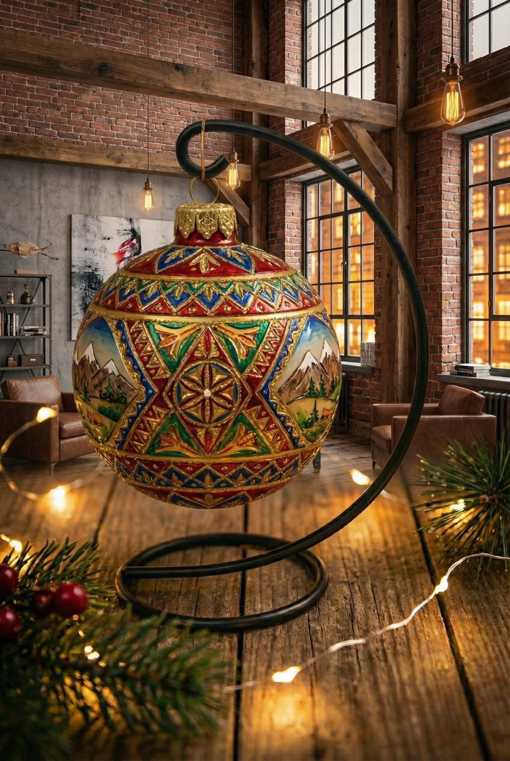 Metalowy stojak na bombkę - minimalistyczny