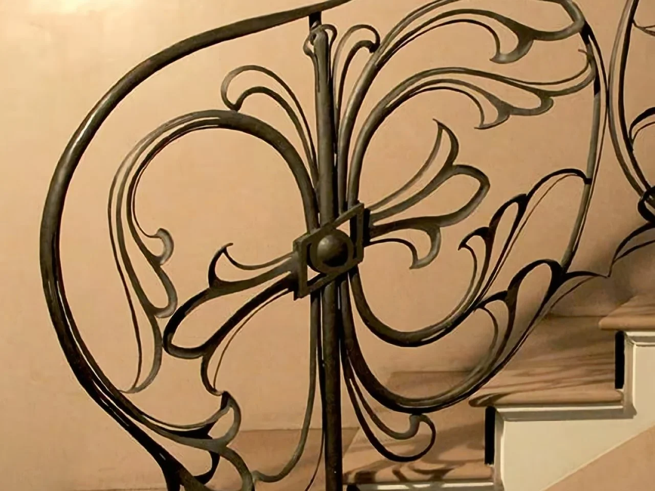 Nowoczesna Balustrada Secesyjna - Ciemna Stal