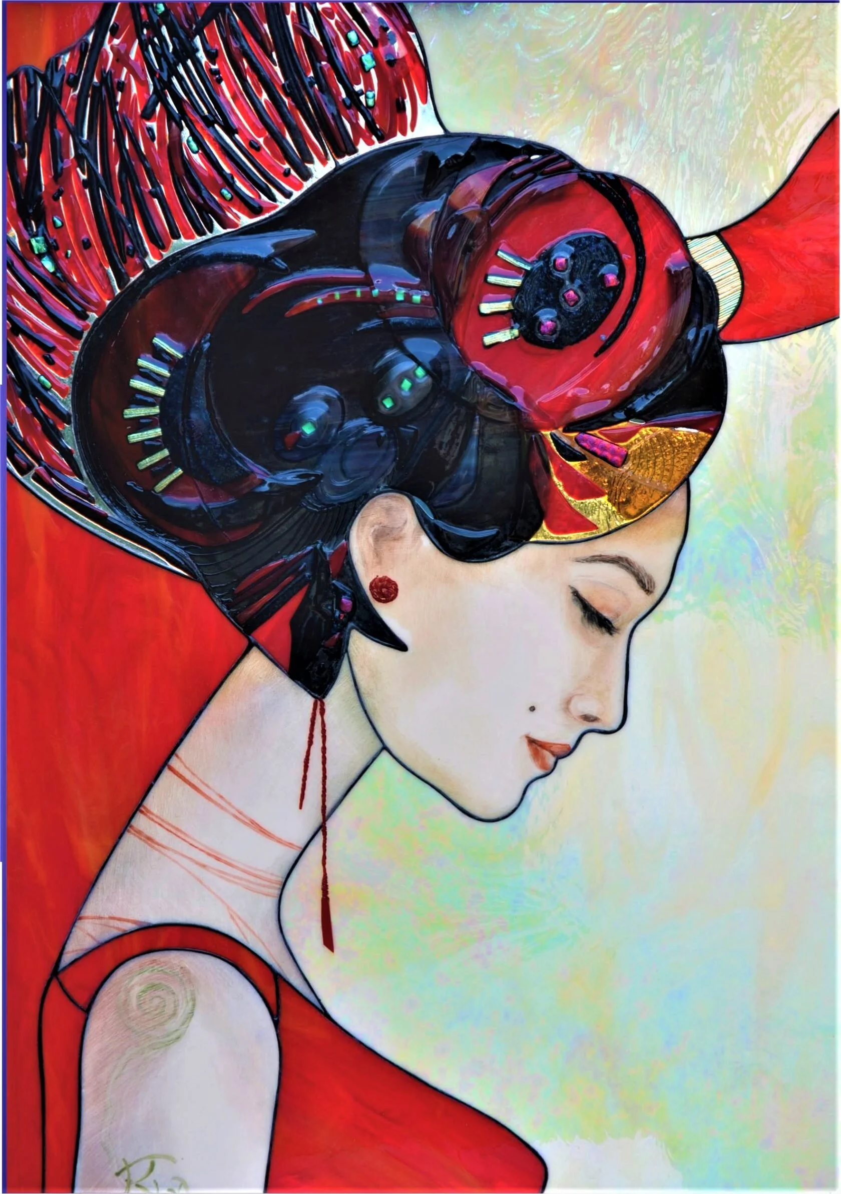 Obraz Szklany - Profil Gejszy