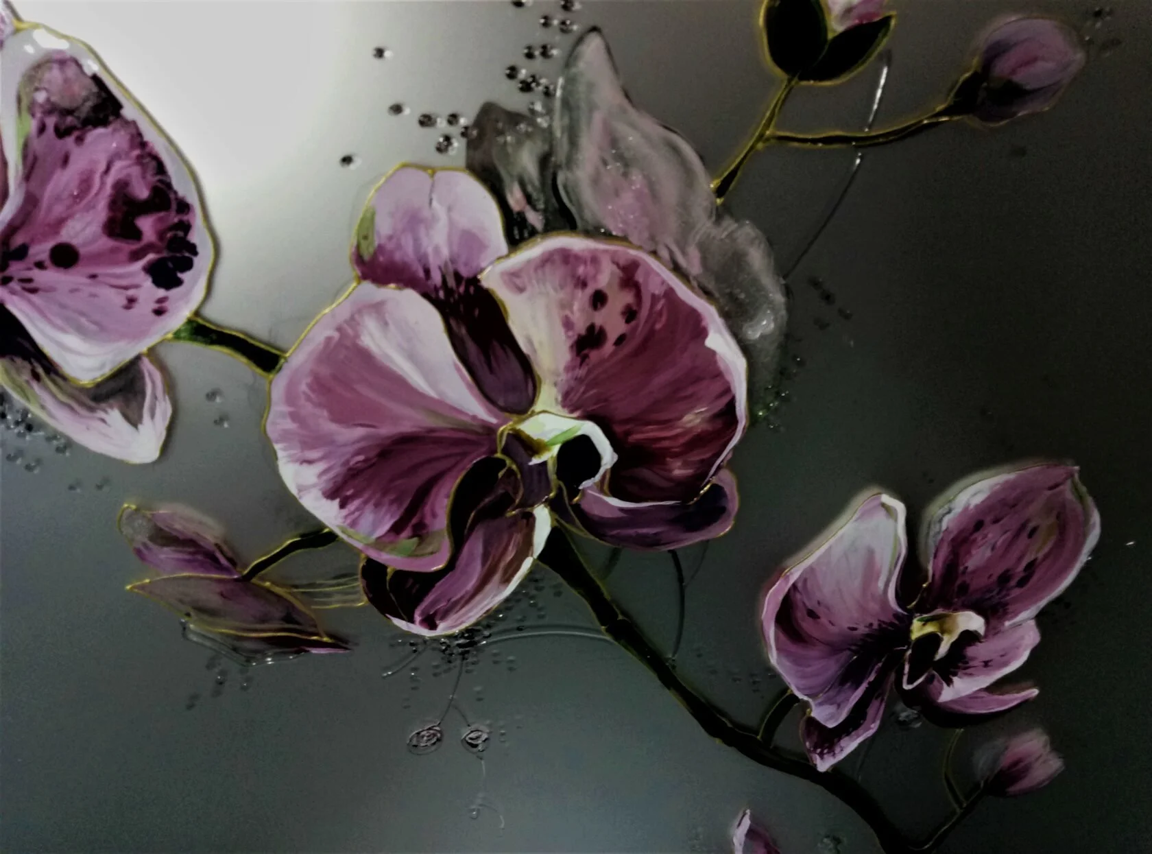 Obraz na Szkle - Malowane Storczyki