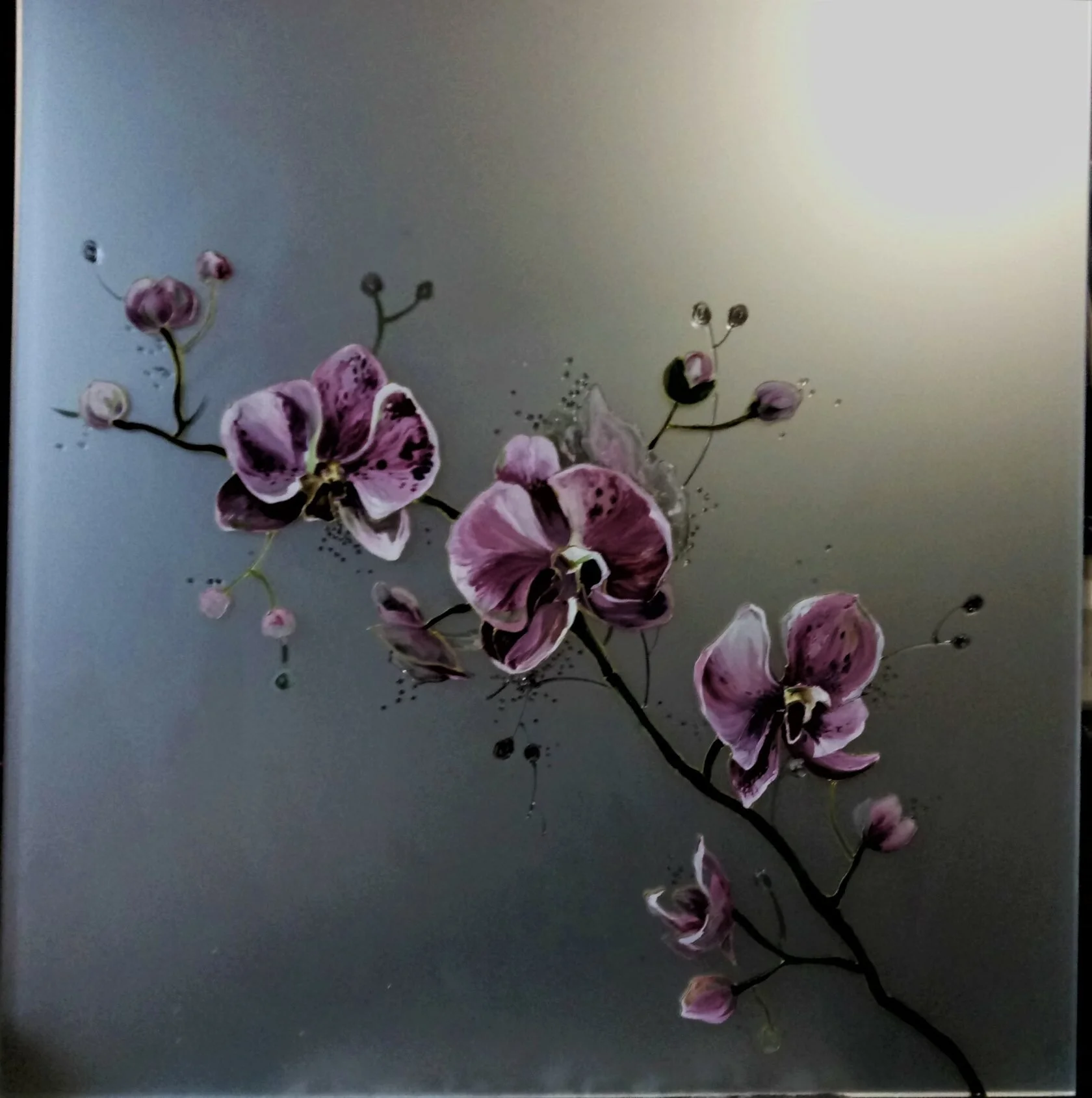 Obraz na Szkle - Malowane Storczyki (Wariant 2)