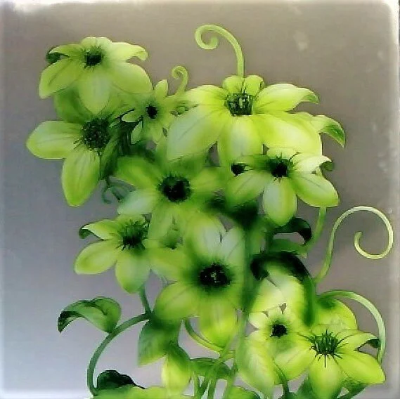 Obraz na Szkle - Zielone Kwiaty