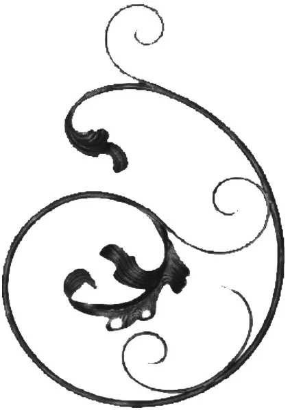 Ornament kuty C-kształtny z akantem v2 132