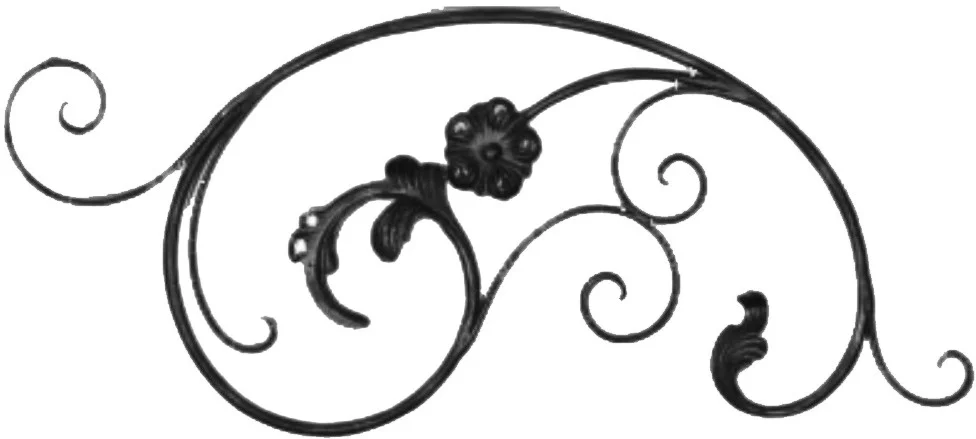 Ornament kuty poziomy z kwiatem wariant 124