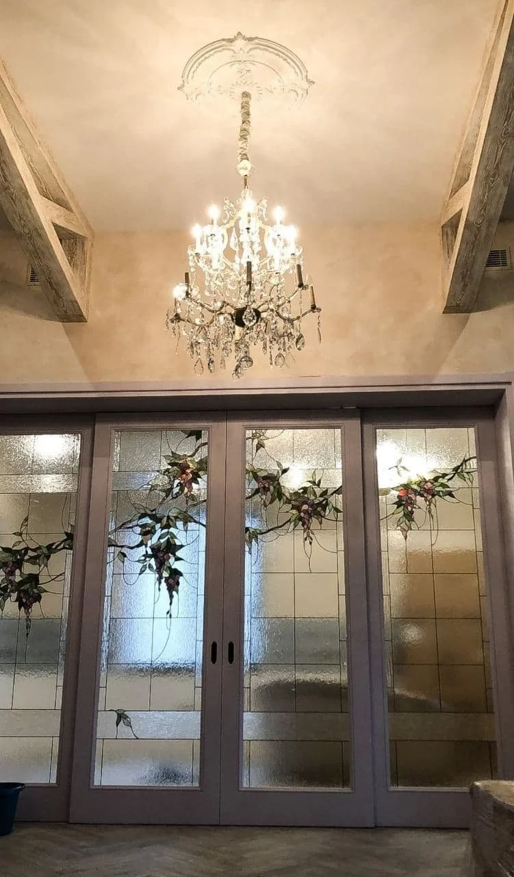 Przeszklenie Witrażowe Drzwi Przesuwnych - Pnącza