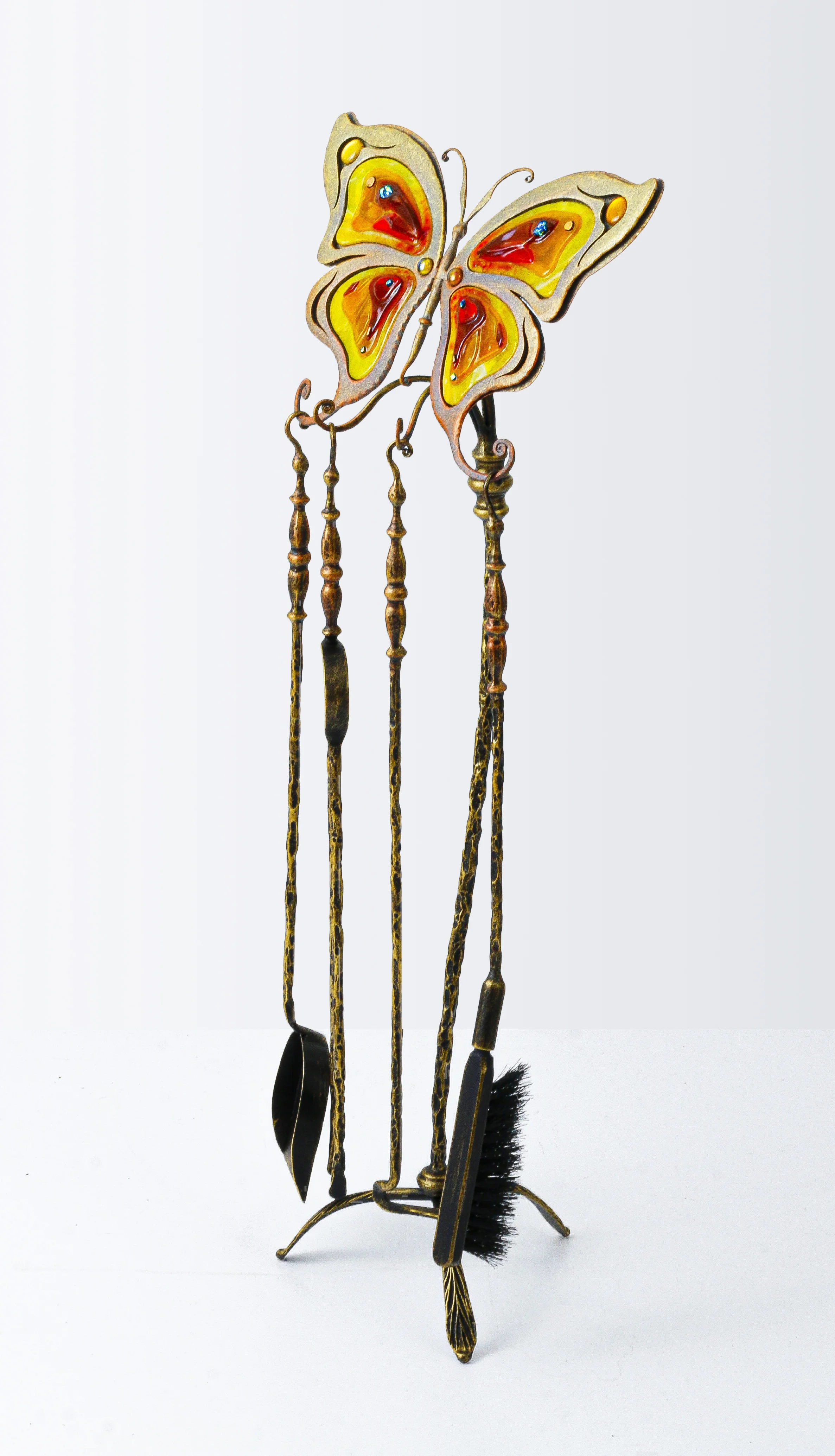 Przybornik kominkowy 'Motyl' żółty (widok z boku)