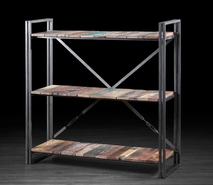 Regał Loftowy Niski - Drewno z Odzysku