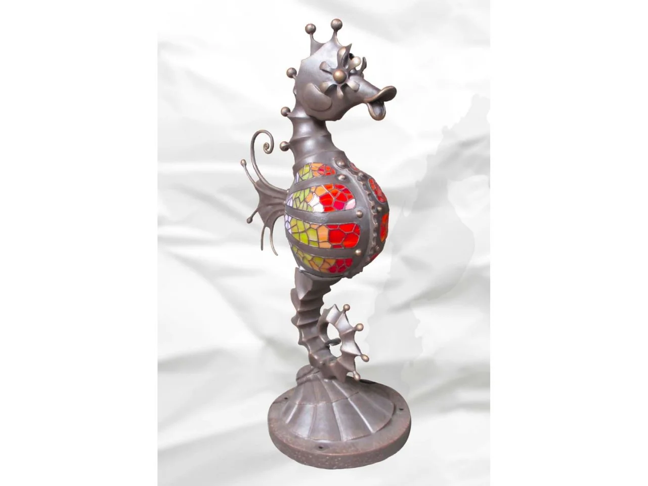 Rzeźba-lampka Konik Morski - Kolorowe szkło