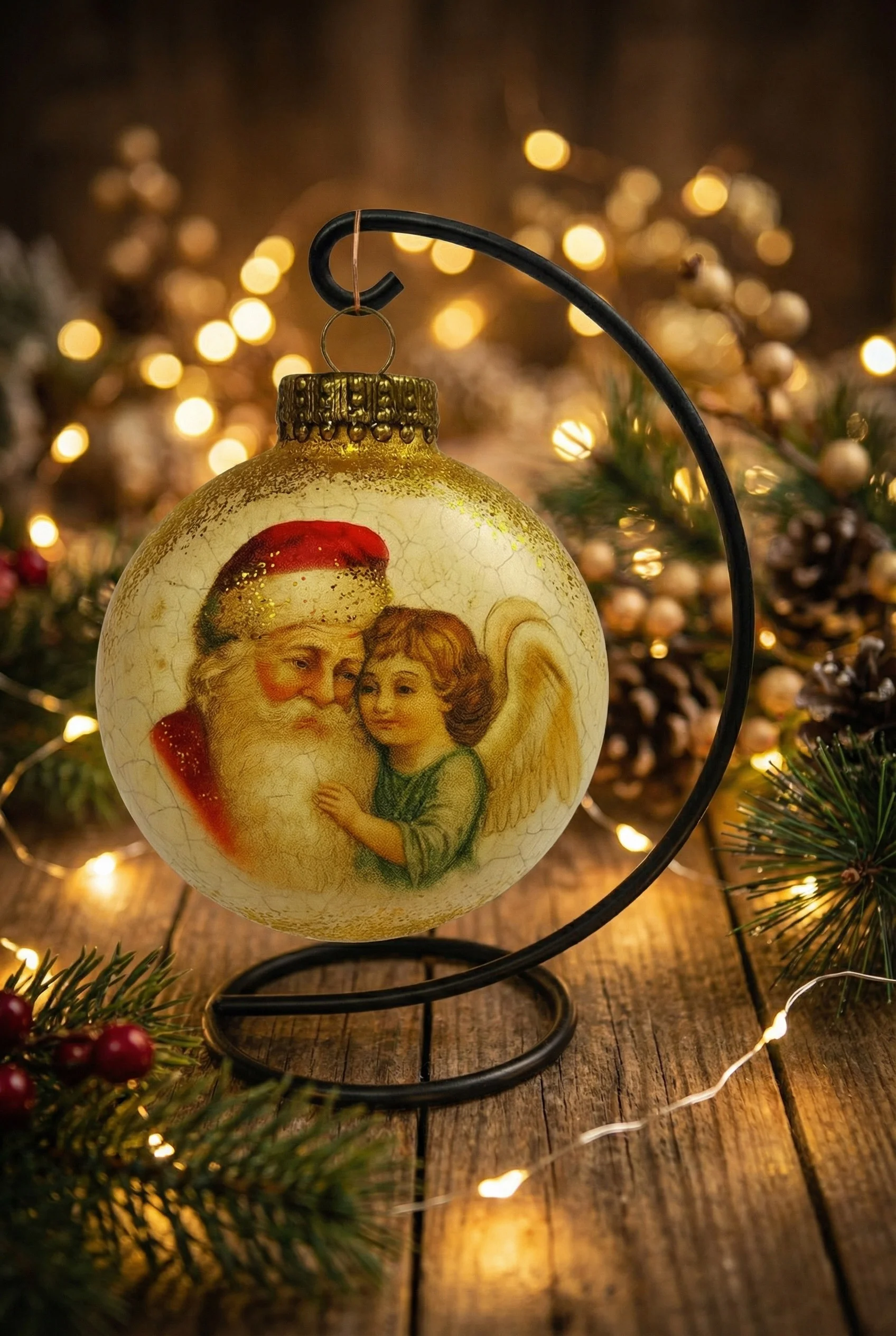 Stojak kuty na bombkę świąteczną