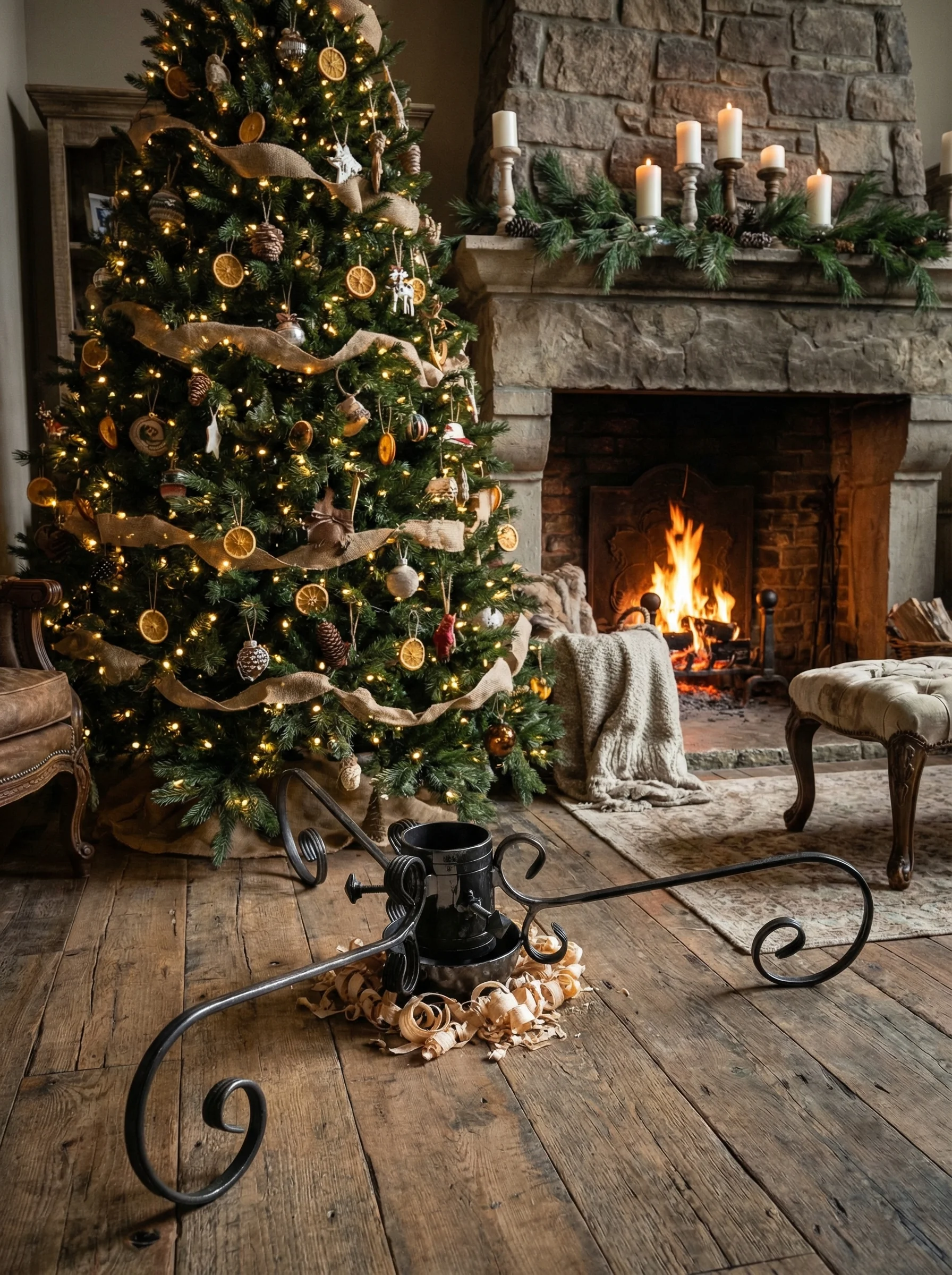 Stojak pod choinkę kuty - wzór klasyczny