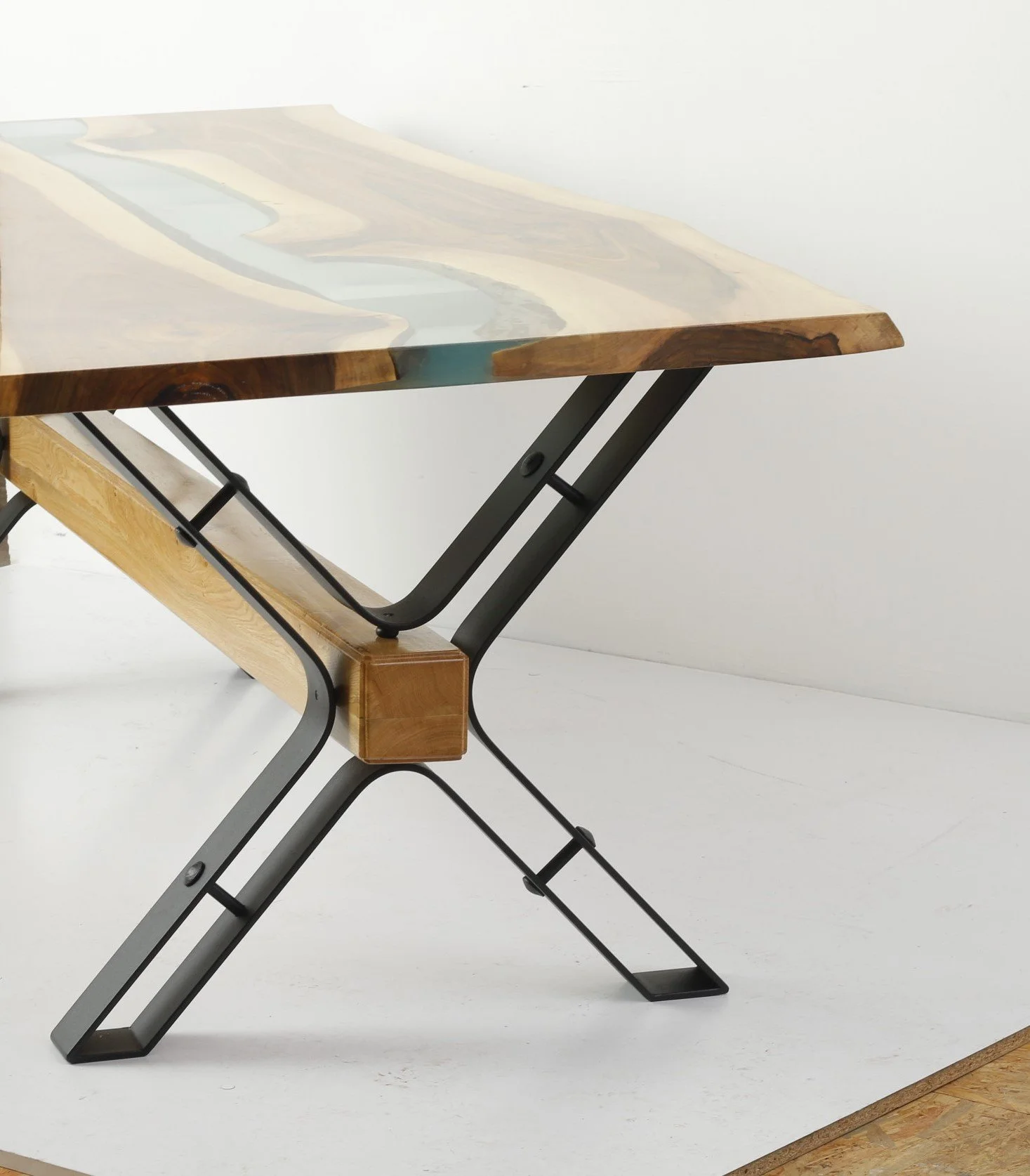 Stół loftowy - Dąb, Epoksyd i Metal