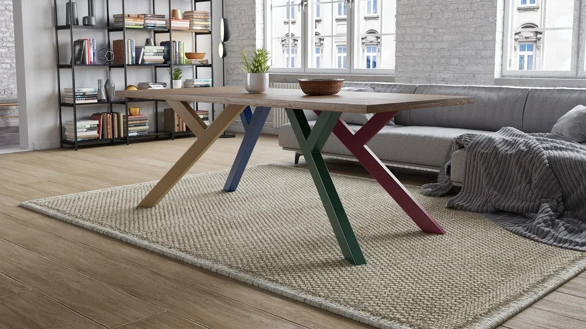 Stół Loftowy Design - Kolorowe Nogi Y