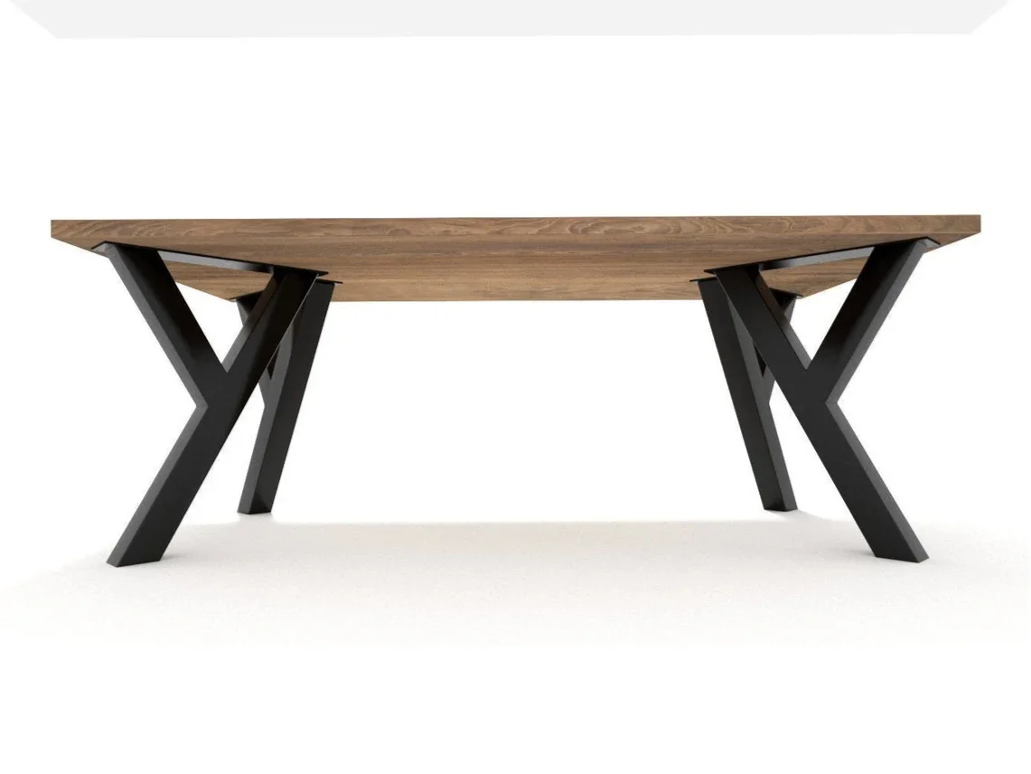 Stół Loftowy - Podstawa Metalowa Y i Dębowy Blat