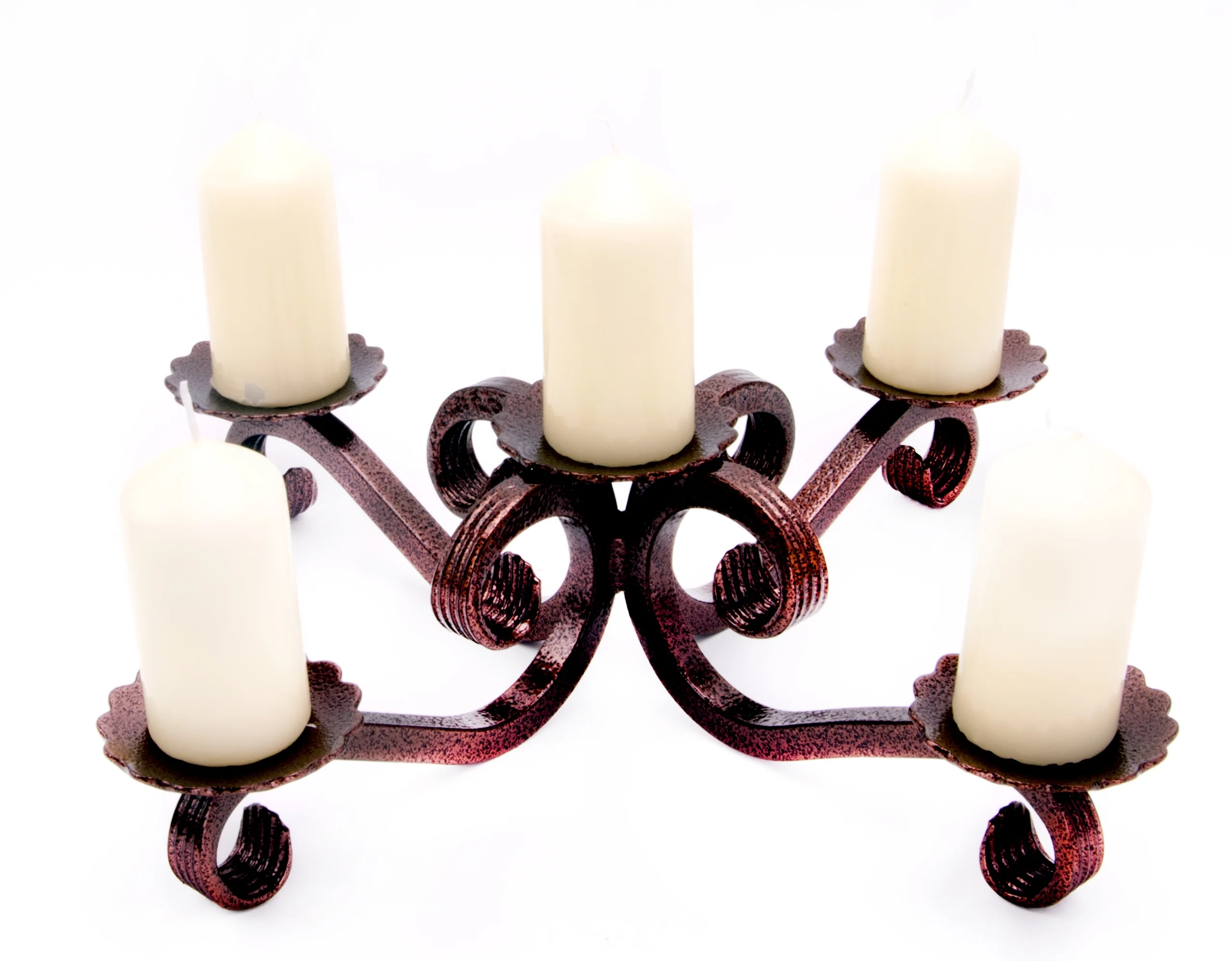 Świecznik kuty stojący na stół - białe świece