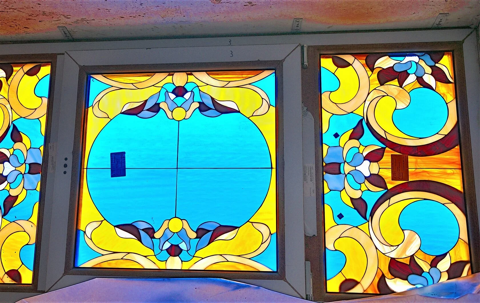 Witraż w Drzwiach - Pnące Kwiaty