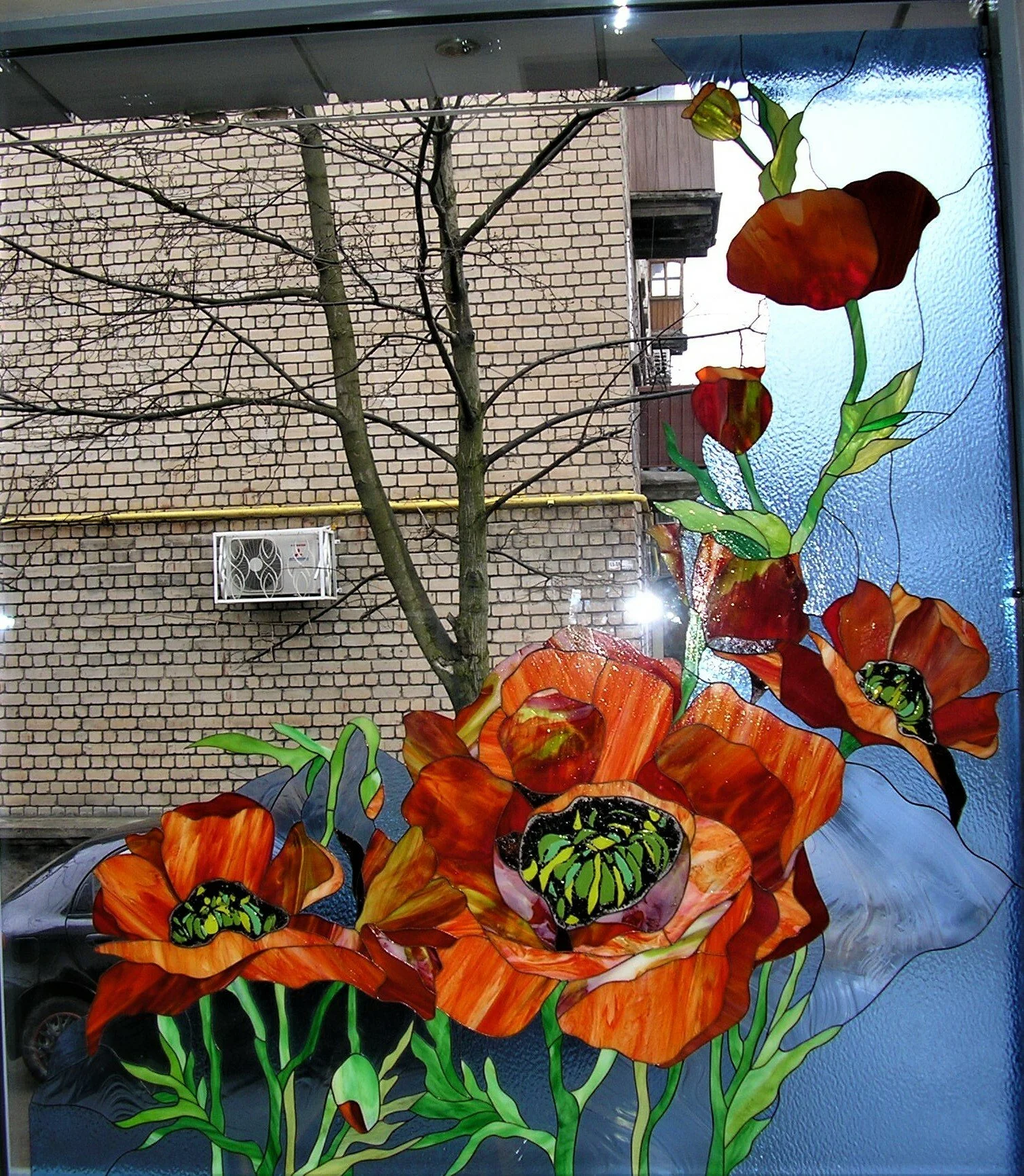 Witraż Kwiatowy - Czerwone Maki