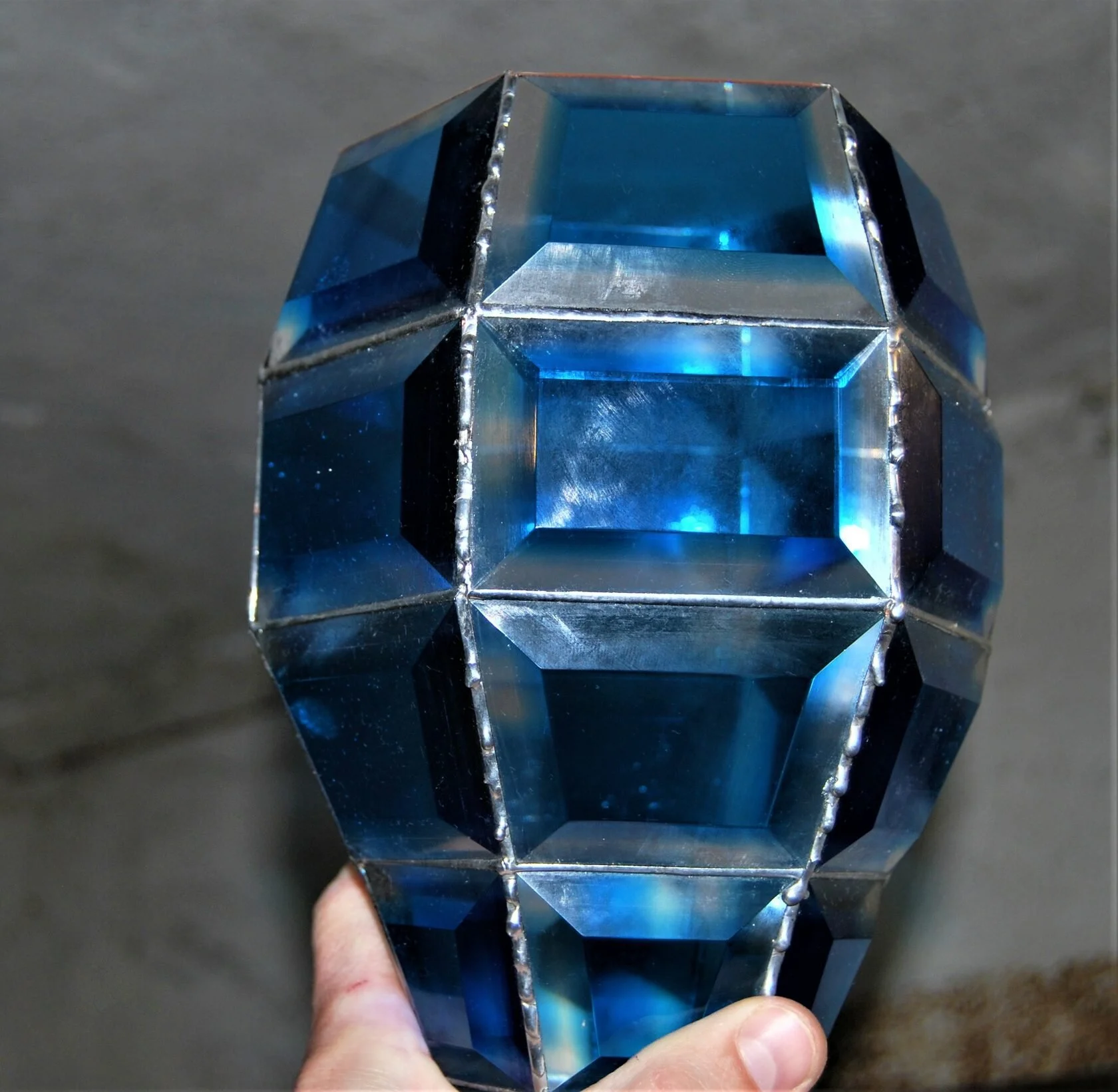 Wazon Witrażowy - Niebieski Kryształ