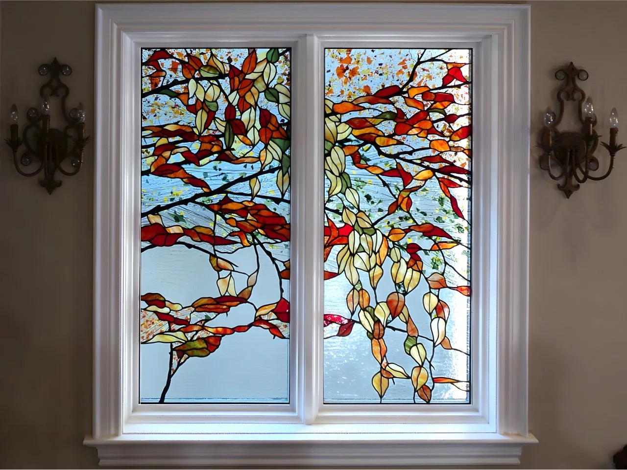 Witraż Okienny - Motyw Jesiennych Liści