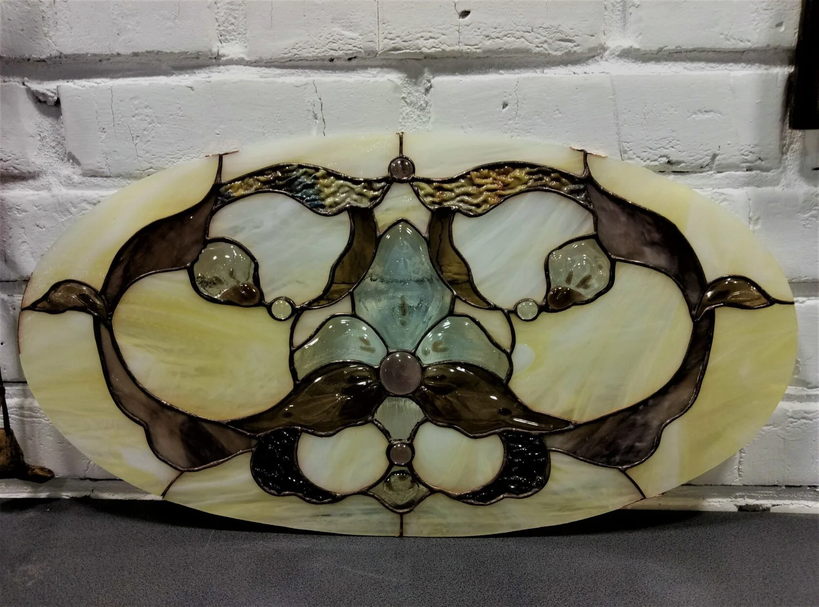 Owalny Witraż - Secesyjny Kwiat