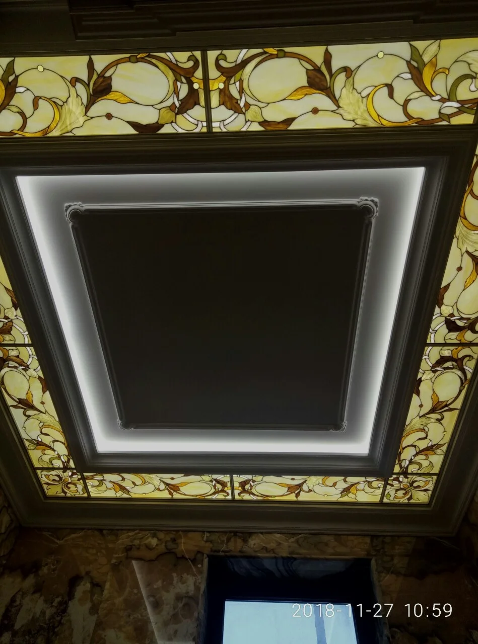 Prostokątny Witraż Sufitowy - Świetlik z Podświetleniem LED