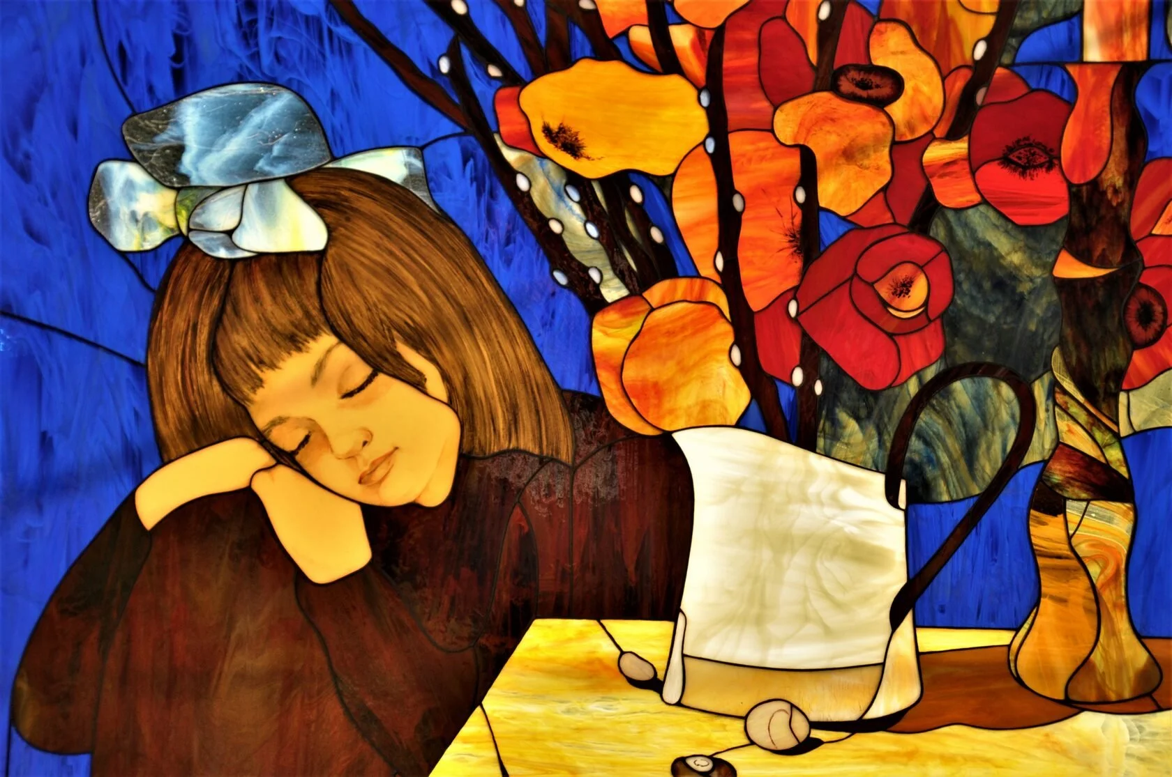 Witraż Tiffany - Śpiąca Dziewczynka