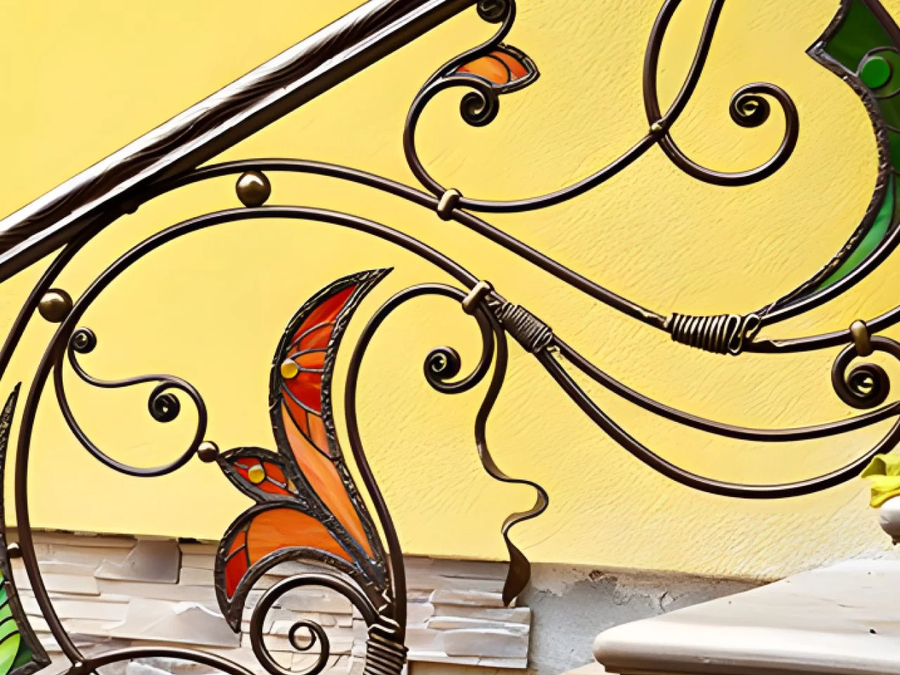 Witraż w Balustradzie Zewnętrznej - Detal