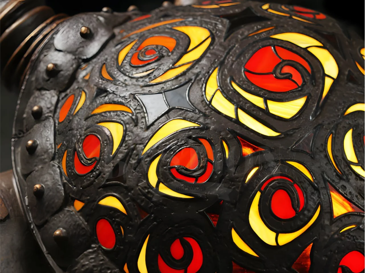 Zbliżenie na witraż - Skorupa żółwia lampa