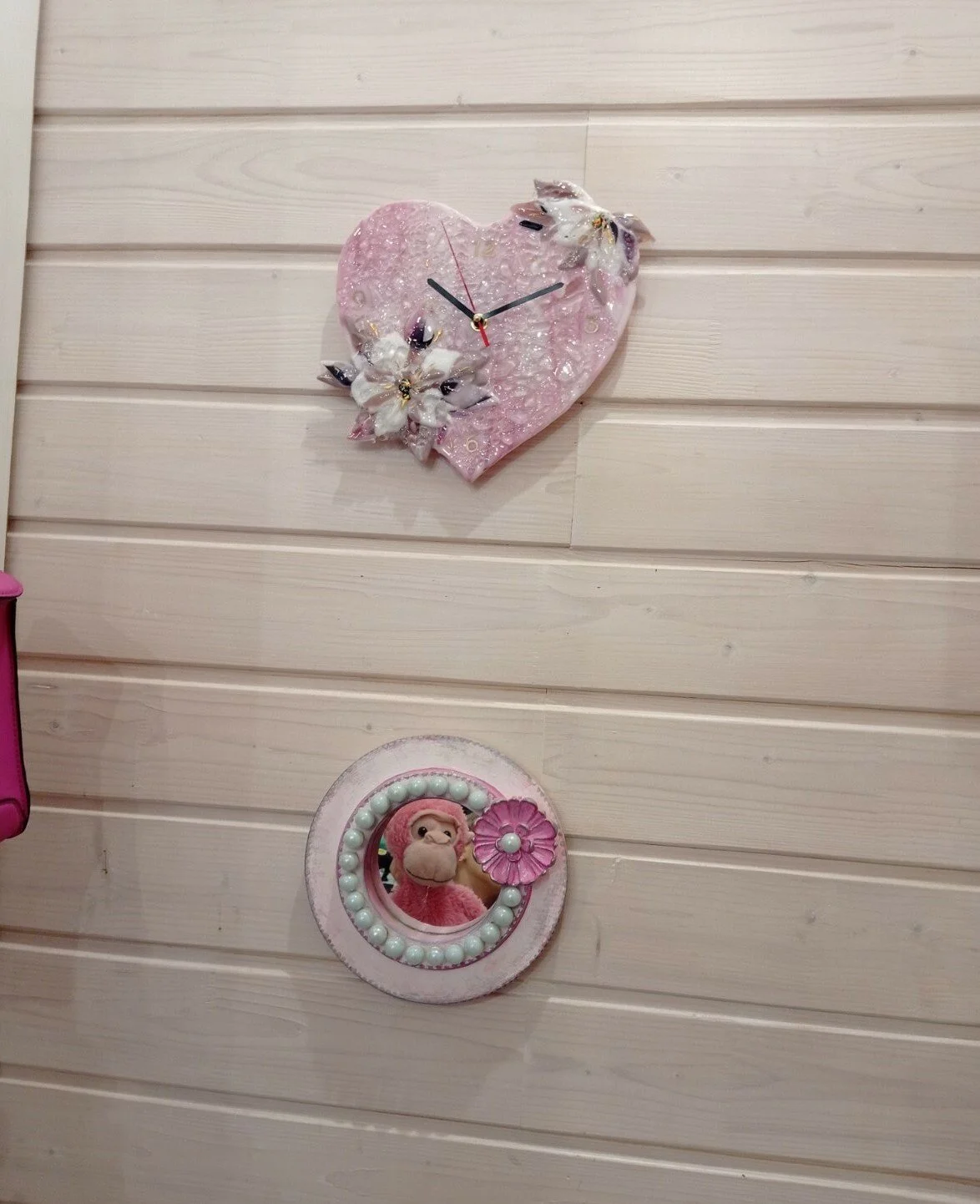 Zegar Ścienny Fusing - Różowe Serce