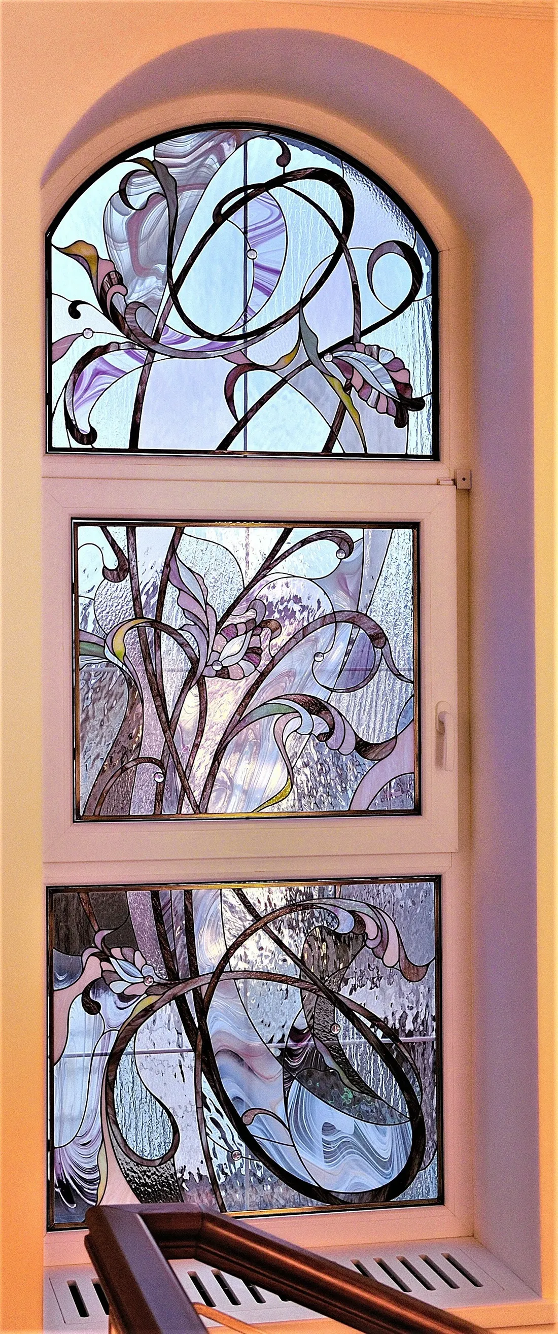 Zestaw Witraży Okiennych - Fioletowa Abstrakcja