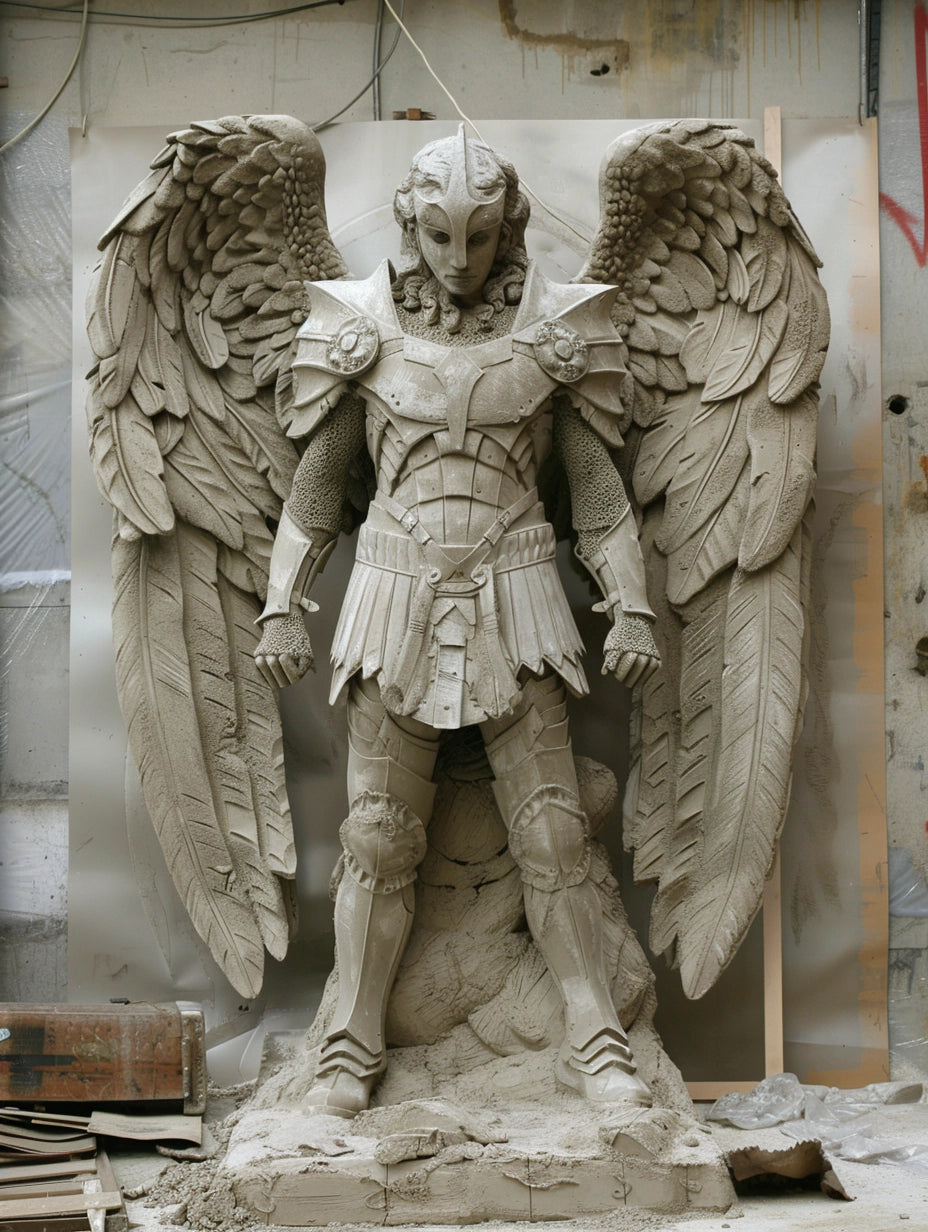 Archanioł w zbroi - rzeźba z betonu architektonicznego lub z gipsu